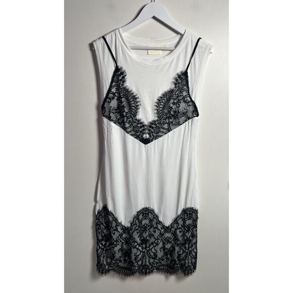 Anthropologie Maeve Black Lace T-Shirt‎ Slip Dress Size Side Zip Size Small NEW - Picture 5 of 14